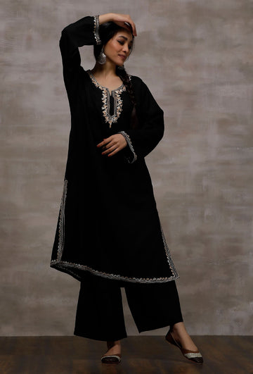 Black Wool Pure Woollen Phiran